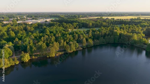 Drone view of Lake Torfmoorsee in Hoerstel, Germany