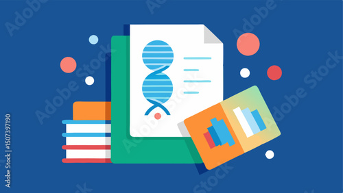Patient Education Materials A stack of pamphlets and brochures with graphics showing the connection between genetics and precision medicine.