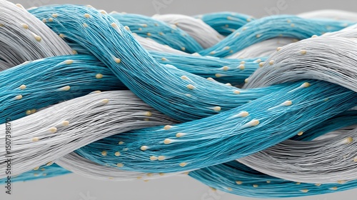Abstract Blue and White Intertwined Fibers:  Elegant Texture Background