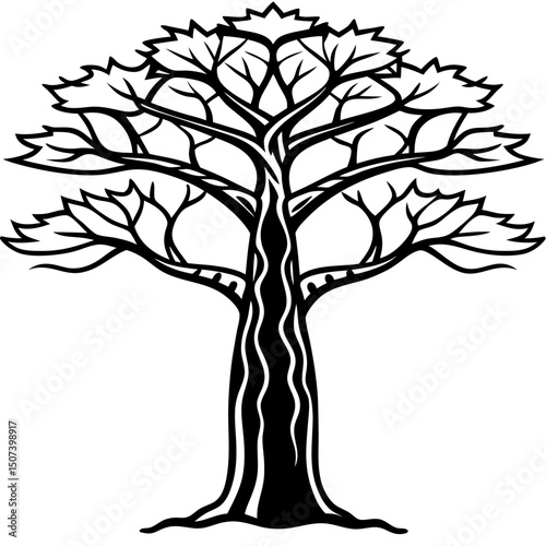 Ancient African Tree Spirit – Vector Illustration