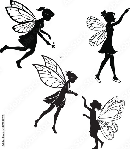 Magical Fairy Silhouette Clipart Collection

