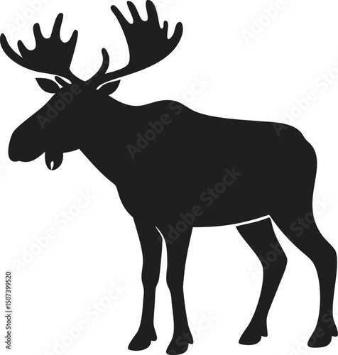 Black moose silhouette wild animal elk antlers mammal forest nature