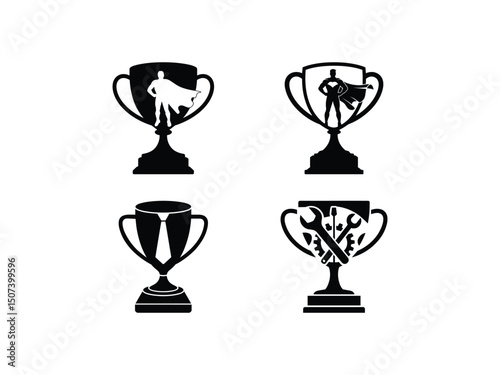 Gold trophy cup icon for winner and success award illustration