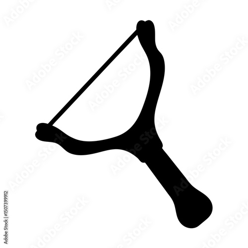 Silhouette of a Classic Wooden Slingshot Ready for Action and Adventure