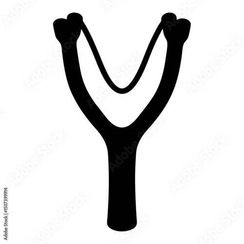 Silhouette of a slingshot, simple design of a catapult for kids toy