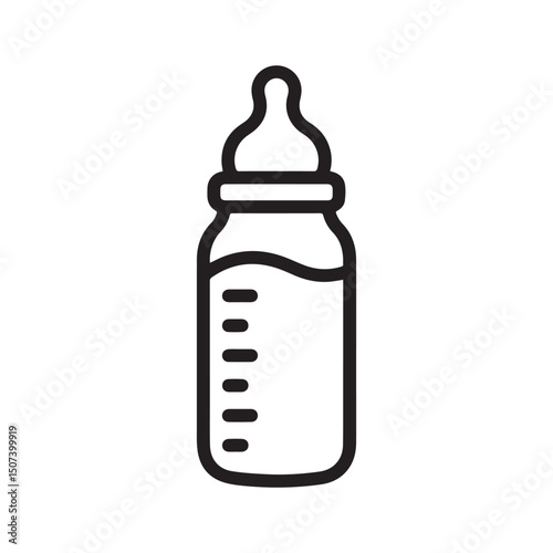 Baby milk bottle clipart vector art and illustration Silhouette white Background. 