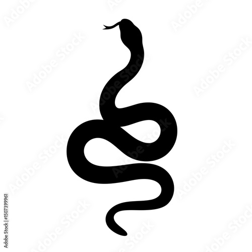 Silhouette of a snake winding and poised to strike with menacing curves