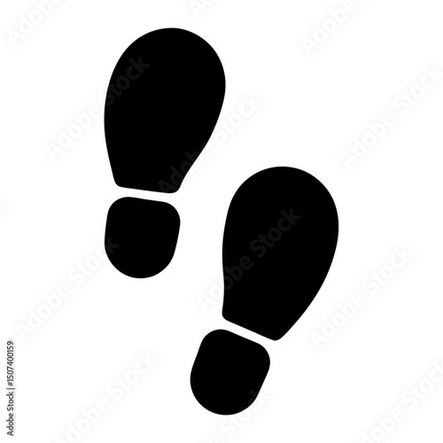 Two footprints in black indicating movement and direction on a white background