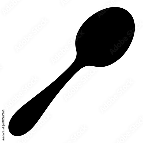 Silhouette of a black spoon on white background providing a visual contrast
