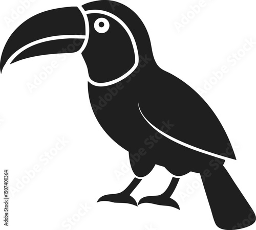 Black toucan silhouette tropical bird exotic wildlife isolated simple
