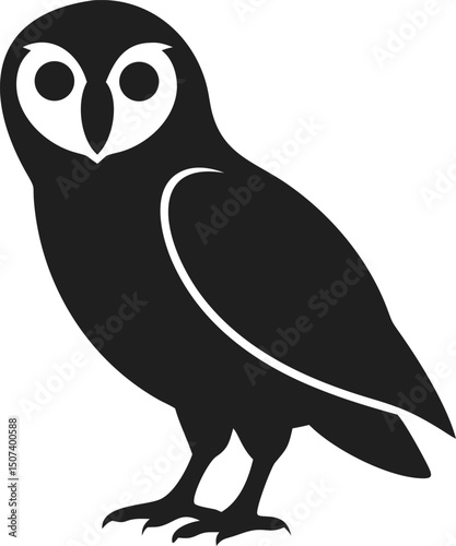 Black barn owl silhouette nocturnal bird wildlife isolated simple elegant