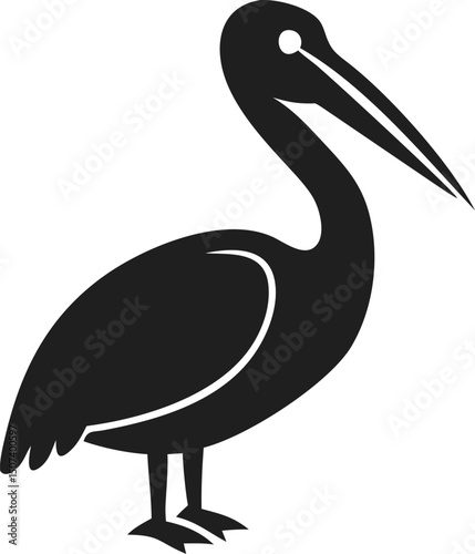 Black pelican silhouette water bird wildlife seabird isolated simple