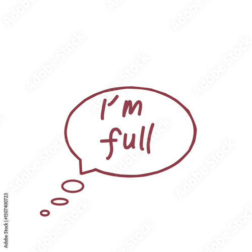 A reddish-brown speech bubble with 