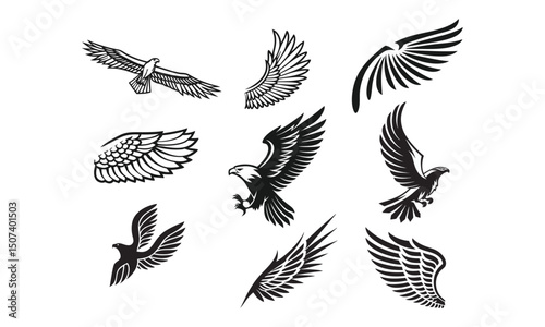 Tribal Eagle Wings Vector Set