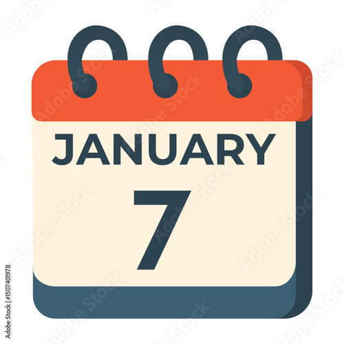 January 7 calendar vector on white background
Vector calendar with date