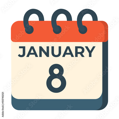 January 8 calendar vector on white background
Vector calendar with date