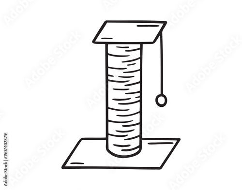 cat scratching post doodle hand drawn icon. Outline drawing cat scratching post line clipart symbol