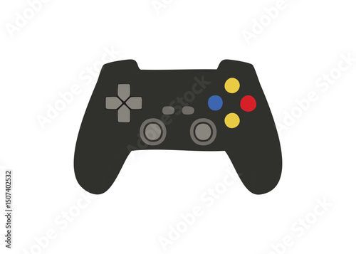 Isolated simple black gaming controller illustration on white background perfect for design