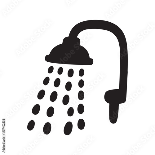 Shower clipart cartoon style vector illustration Silhouette white Background. 