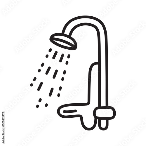 Shower clipart cartoon style vector illustration Silhouette white Background. 