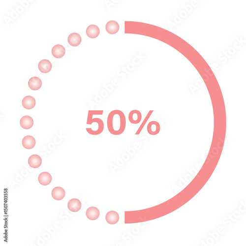 Progress chart with donut and dots showing 50 percent. Suitable for apps, UI design, and dashboards