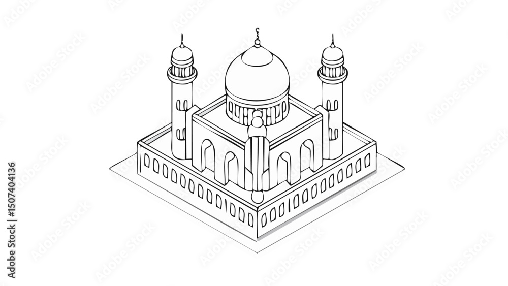 Fototapeta premium Traditional Islamic Architectural Outline Vector 