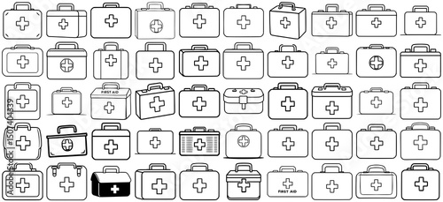 First Aid Kits Black and White Pattern Image