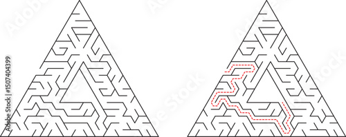 Triangular Maze Puzzle Solution, Path, Lines, Geometry, Game, Brain Teaser, Challenge, Logic
