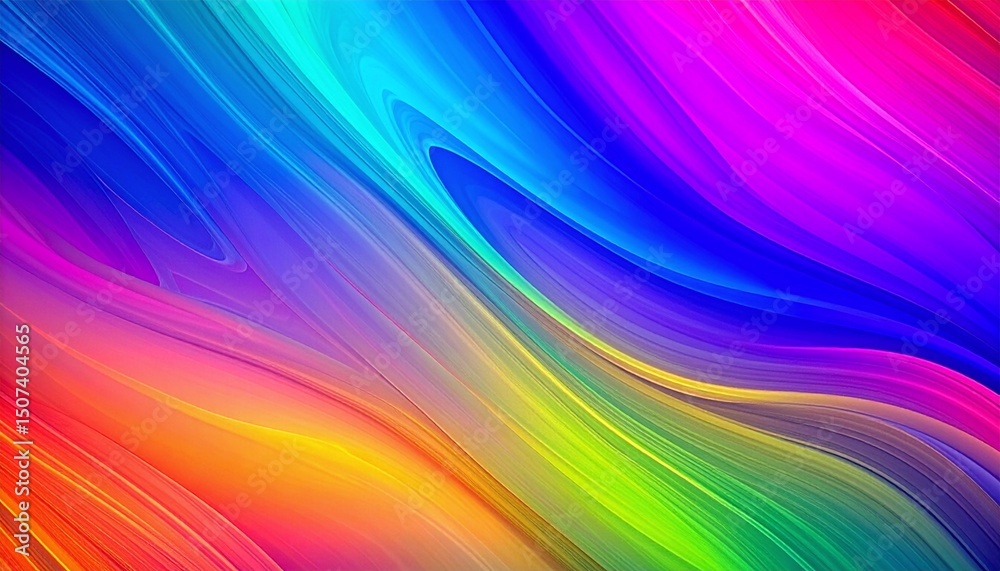 Obraz premium A vibrant, multicolored abstract background with flowing curves. The image showcases a smooth blend of various colors, creating a visually appealing and dynamic effect.