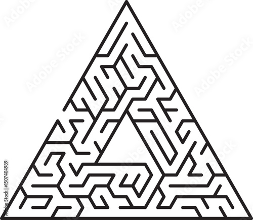 Triangular Maze Puzzle Geometric Labyrinth, Intricate Pathways, Complex Design