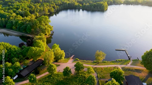 Drone view of Lake Torfmoorsee in Hoerstel, Germany