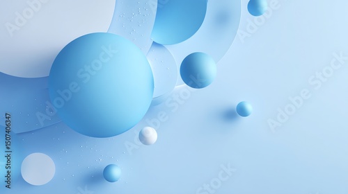 Abstract Pastel Blue 3D Spheres and Circles Background: Modern Minimalist Design for Branding, Website, and Social Media