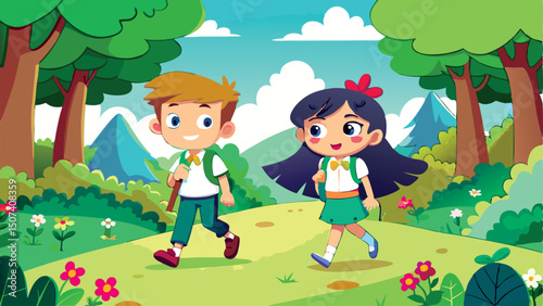 Cartoon of a school boy and his lifestyle 