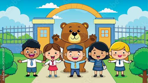 Cartoon of a school boy and his lifestyle 