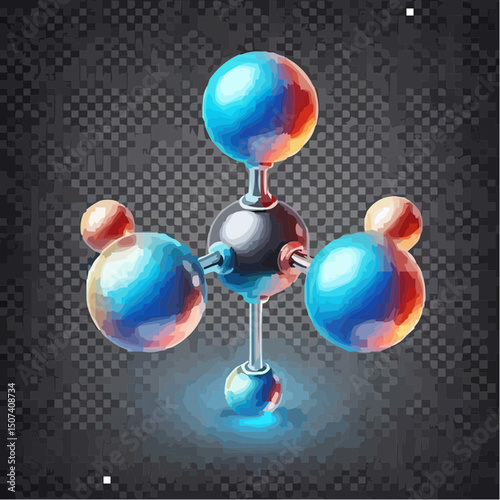 
an artistic representation simulating the union of atoms to form a molecule 54