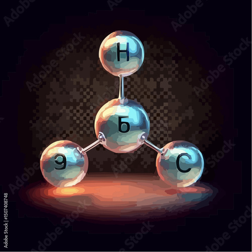 
an artistic representation simulating the union of atoms to form a molecule 50