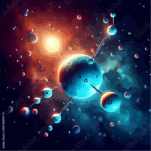 
an artistic representation simulating the union of atoms to form a molecule 29