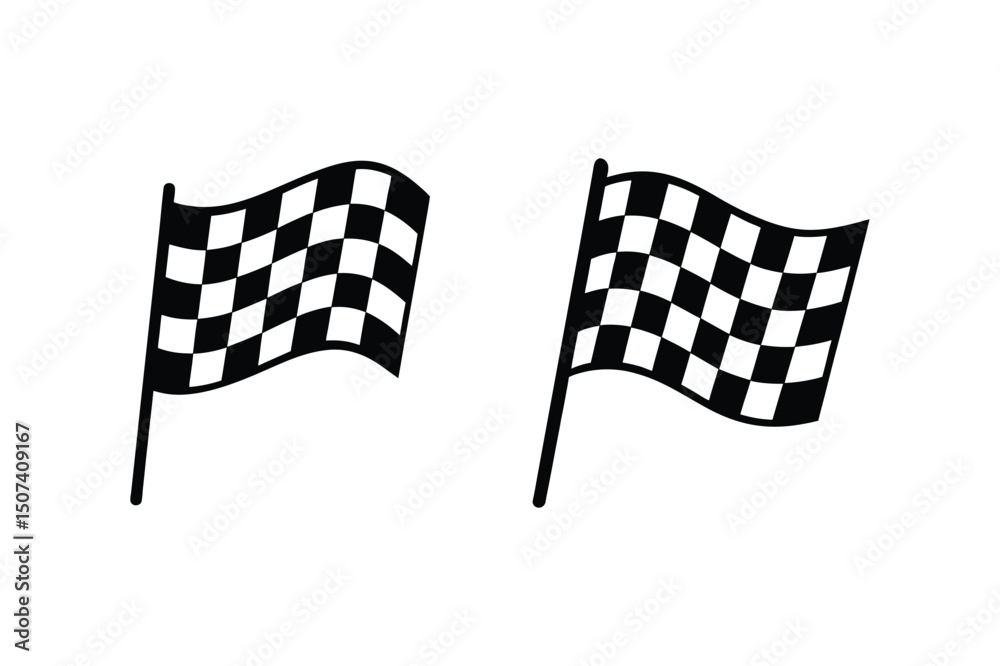 Fototapeta premium Racing flag Silhouette vector illustration