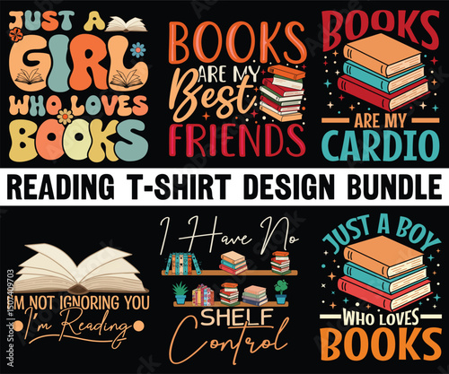 Reading graphic design for Reading lover. Reading t-shirt design Bundle. vintage  t-shirt design. Reading graphic design.Book t-shirt design