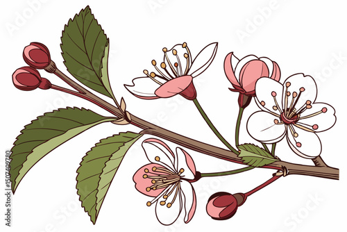 High resolution botanical illustration of a flower