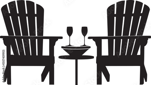 Adirondack chair black icon, silhouette black and white silhouette, vector and illustration 