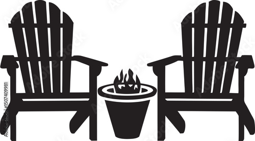 Adirondack chair black icon, silhouette black and white silhouette, vector and illustration 