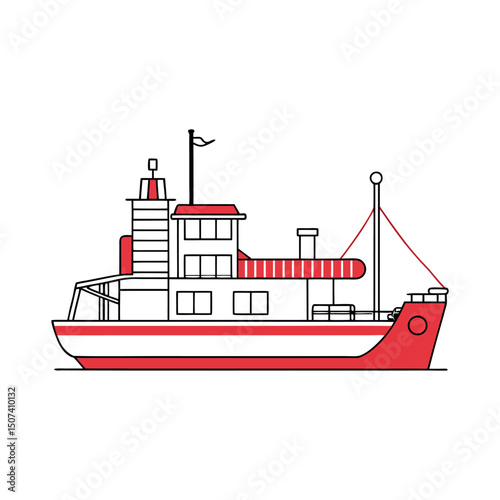 Outline Drawing of Dredger Color