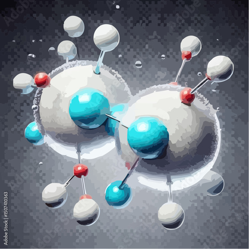 
an artistic representation simulating the union of atoms to form a molecule 6