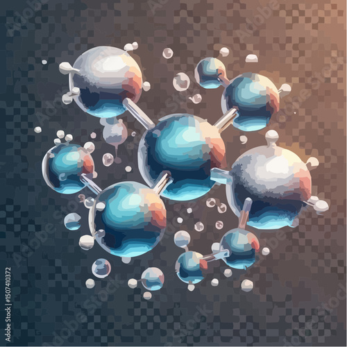 
an artistic representation simulating the union of atoms to form a molecule 5