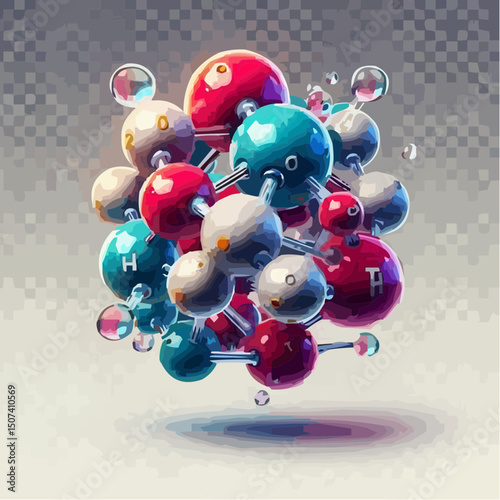 representation of chemical elements forming molecules 74
