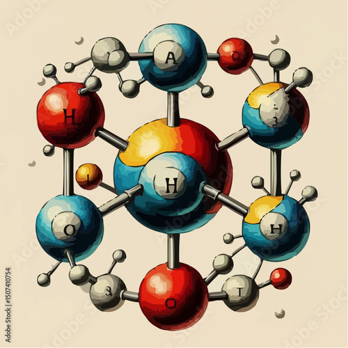 representation of chemical elements forming molecules 45