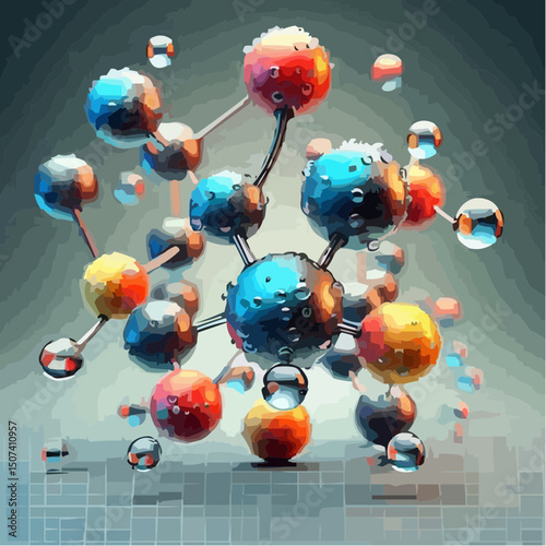 representation of chemical elements forming molecules 18