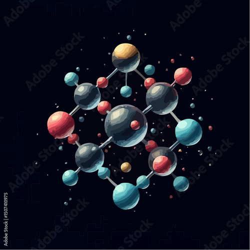 representation of chemical elements forming molecules 16
