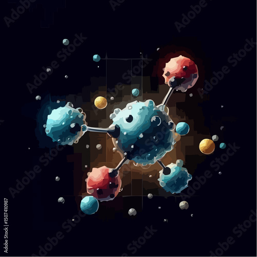 representation of chemical elements forming molecules 14